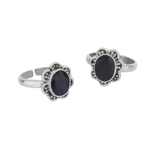 Fleura Blue Silver Floral Toe Rings