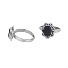 Fleura Blue Silver Floral Toe Rings