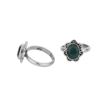 Fleura Green Silver Floral Toe Rings