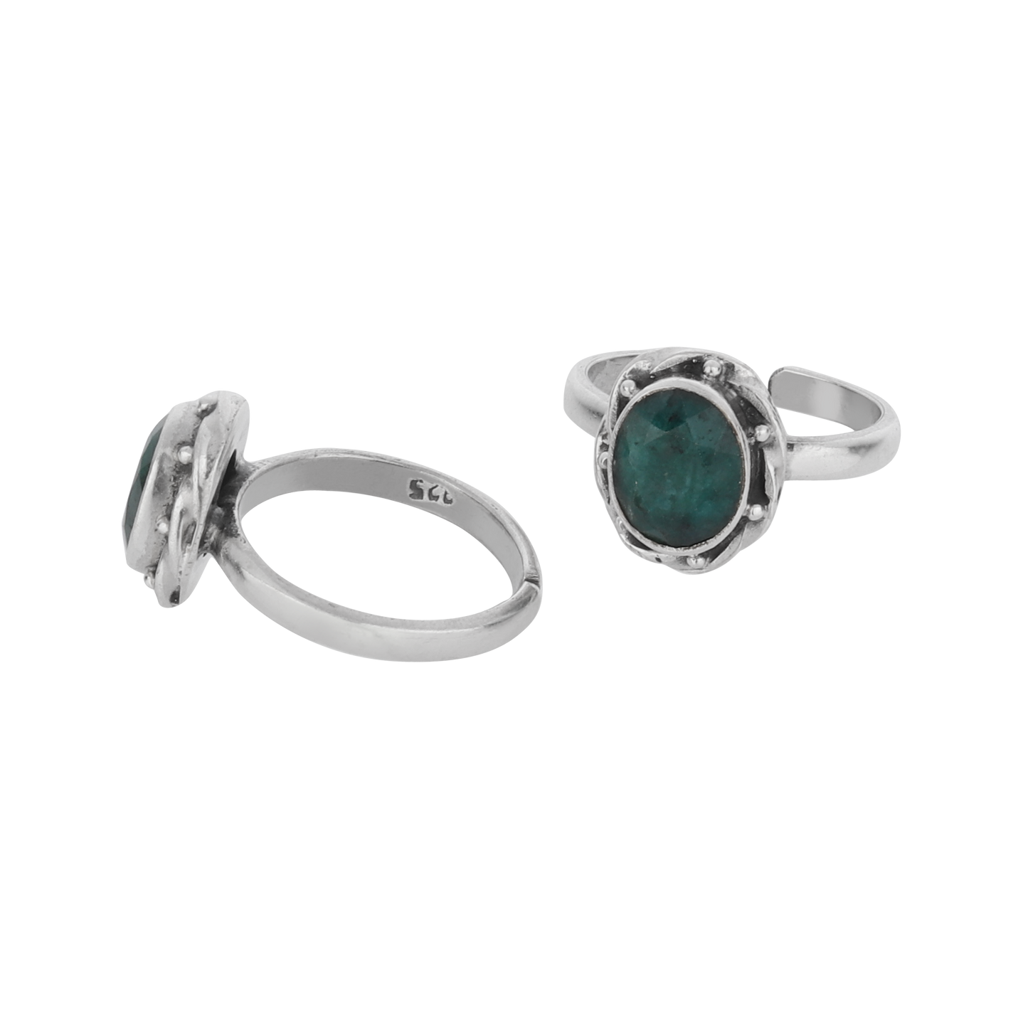 Avya Green Silver Toe Rings