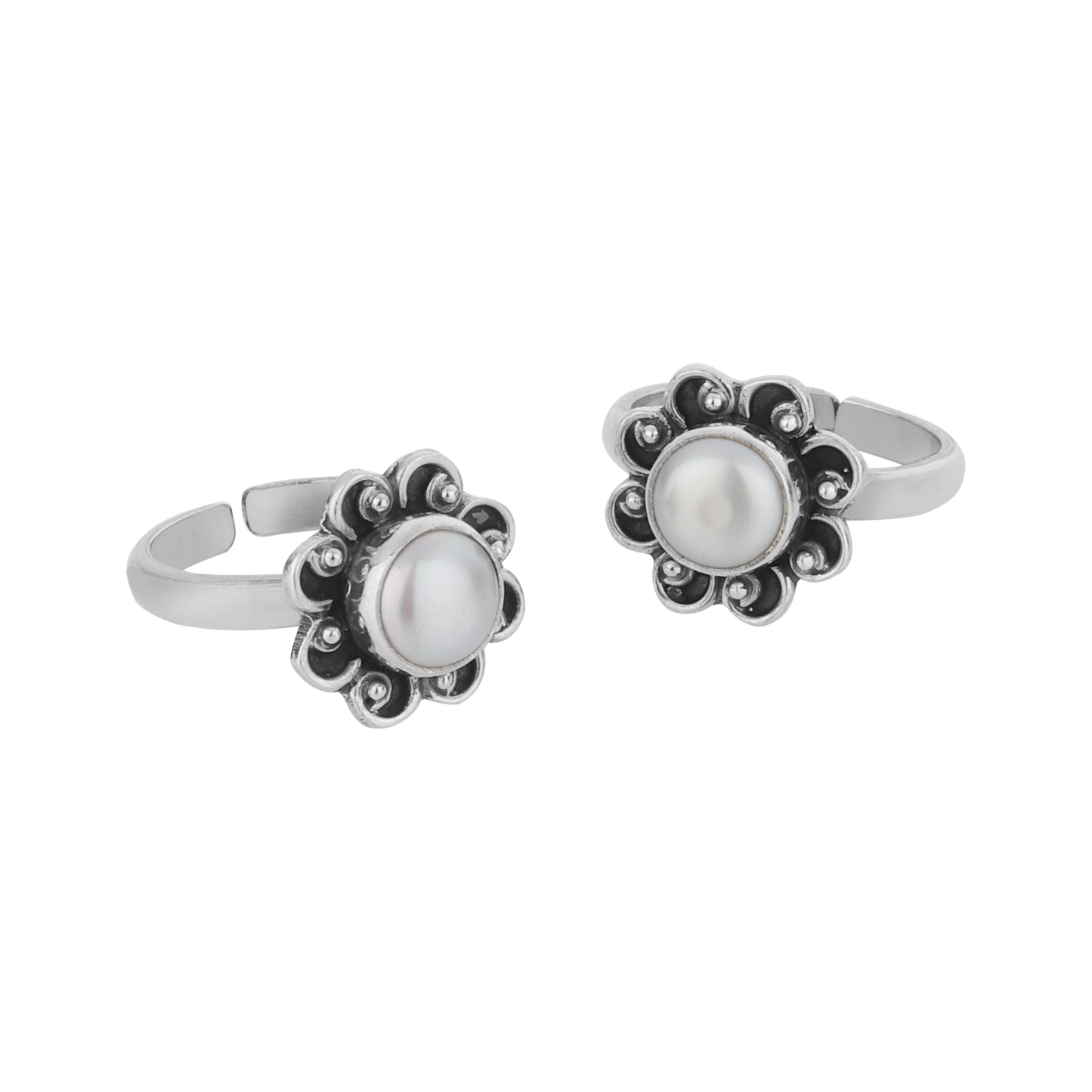 Pratha Pearl Silver Toe Rings