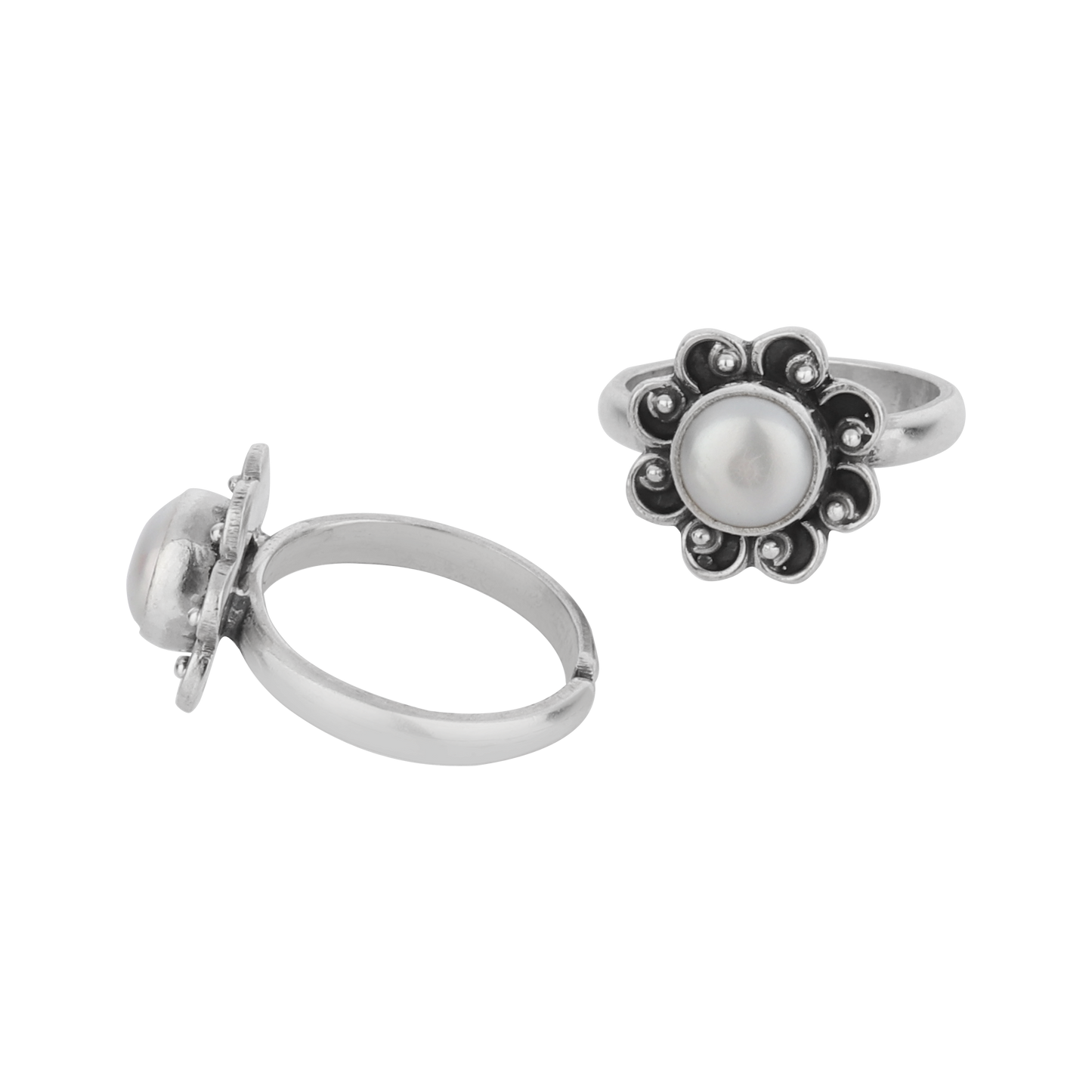 Pratha Pearl Silver Toe Rings