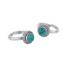 Turquoise Adjustable Silver Toe Rings