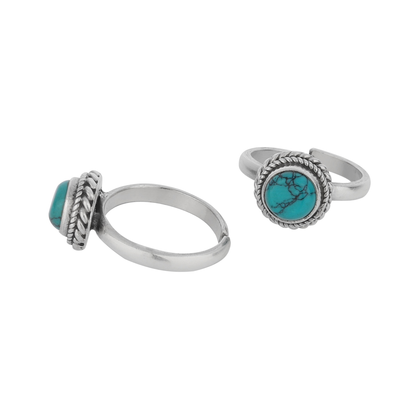 Turquoise Adjustable Silver Toe Rings