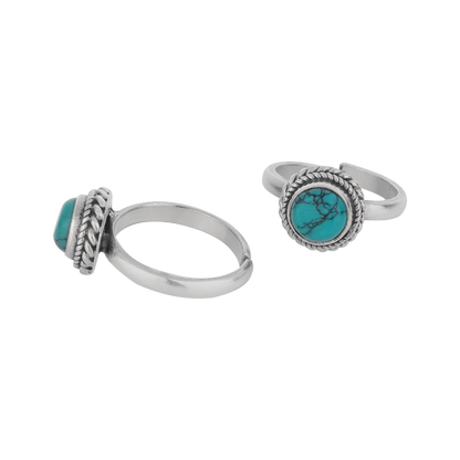 Turquoise Adjustable Silver Toe Rings