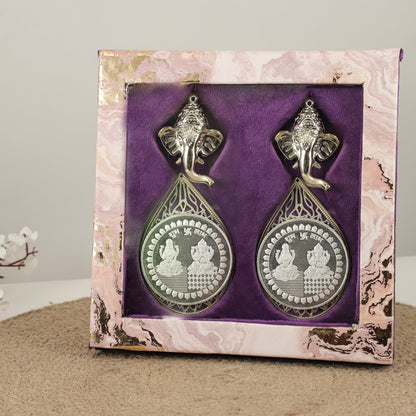 Charming 50GM Lakshmi-Ganesh Silver Coins Set