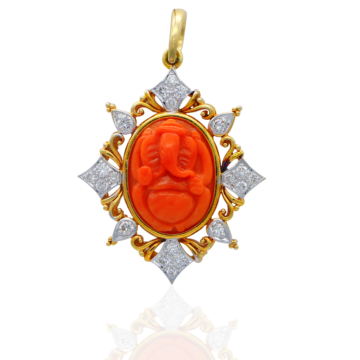 Lovely Vighneshawara Gold Diamond Pendant