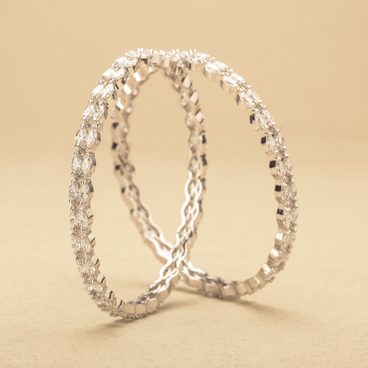 Classy Silver Bangles with Marquise Cut Swarovski Zirconia