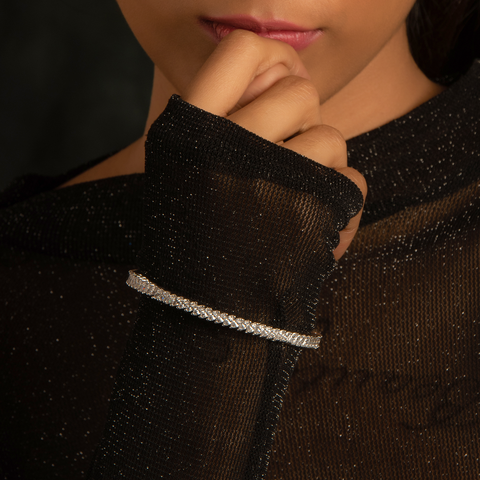 Anna Silver Bangles With Marquise