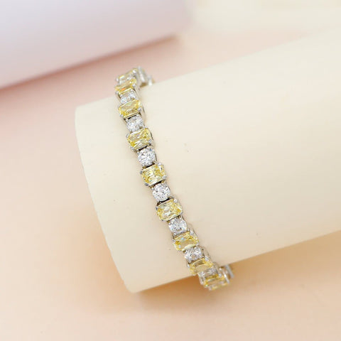 Zarina Yellow and White Silver Bangle with Swarovski Zirconia