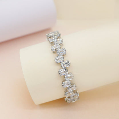 Alina Silver Bangle with Emerald Cut Swarovski Zirconia