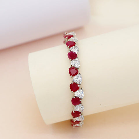 Rhythmic Red Silver Bangle with Grace Cut Swarovski Zirconia