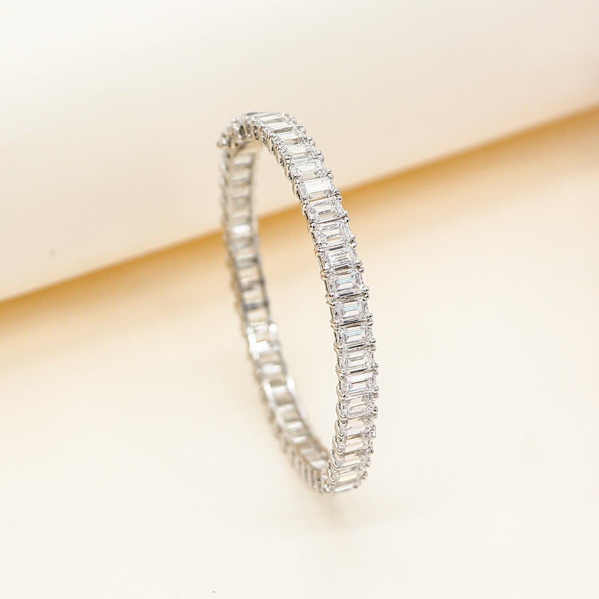 Epic Silver Adjustable Bangle with Baguette Cut Swarovski Zirconia