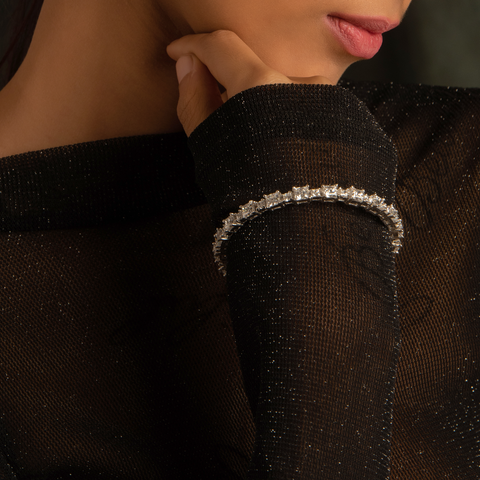 Avanya Silver Bangles With Princess Cut
