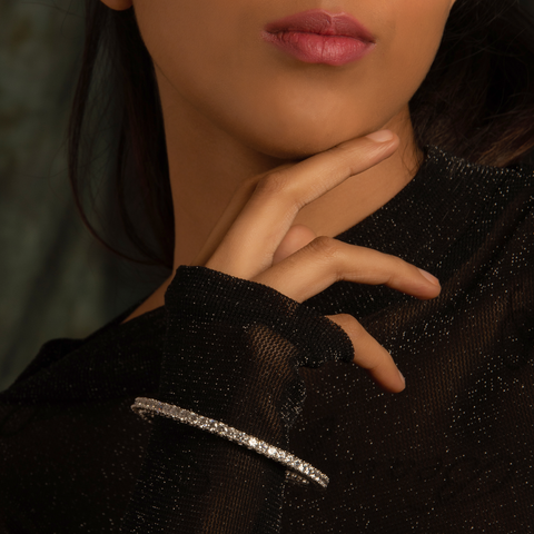 Aarohi Cristina Silver Bangles With Round Cut