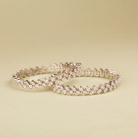 Shanaya Silver Bangles with Oval Cut Swarovski Zirconia