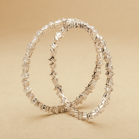 Raima Silver Bangles with Round & Pear Cut Swarovski Zirconia