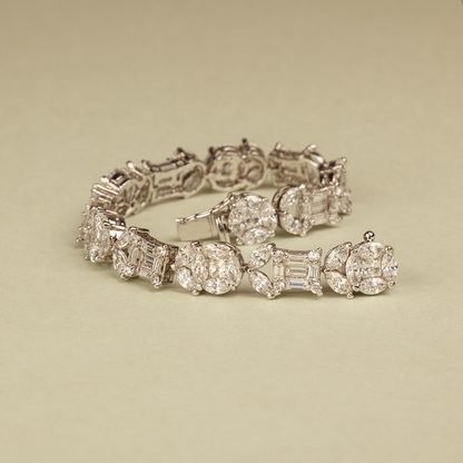 Liza Fancy Shaped Swarovski Zirconia Silver Bracelet