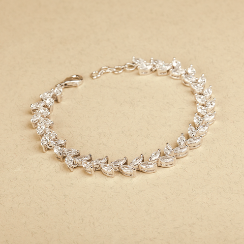 Avika Classy Marquise Cut Swarovski Zirconia Silver Bracelet