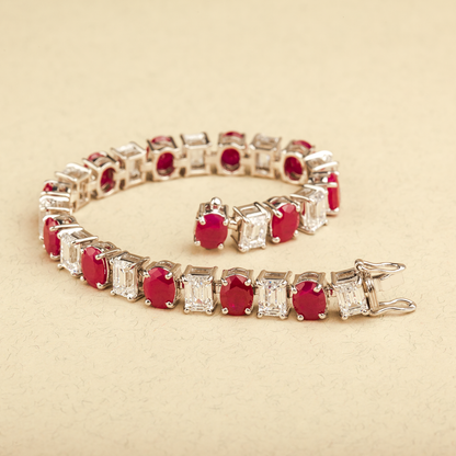 Kylie Red & White Swarovski Zirconia Silver Bracelet