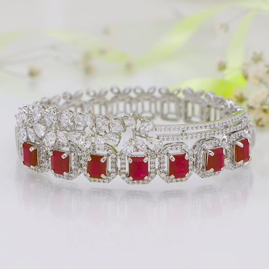 Anelia Red & White Silver Bracelet with Swarovski Zirconia