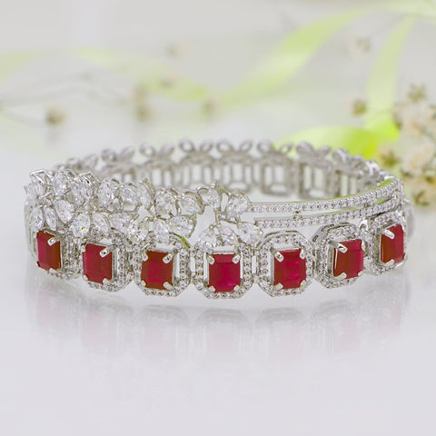 Anelia Red & White Silver Bracelet with Swarovski Zirconia