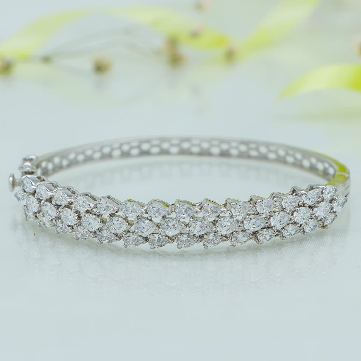 Winsome White Silver Bracelet with Pear Cut Swarovski Zirconia