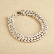 Evelyn Pear & Marquise Three Layer Swarovski Zirconia Silver Bracelet