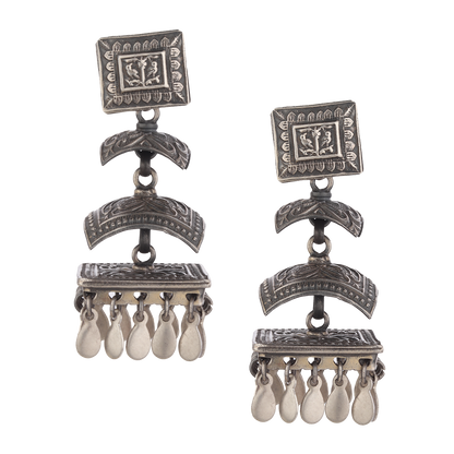 Rayna Tribal Silver Earrings