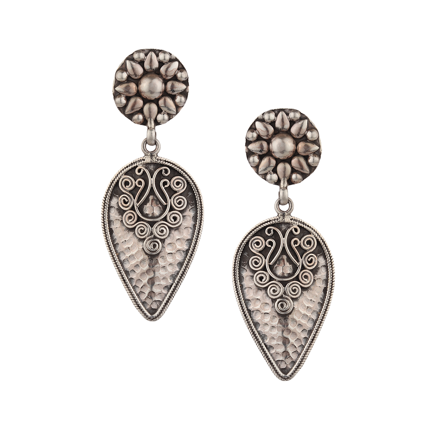 Rasya Tribal Silver Earrings – PP Jewellers