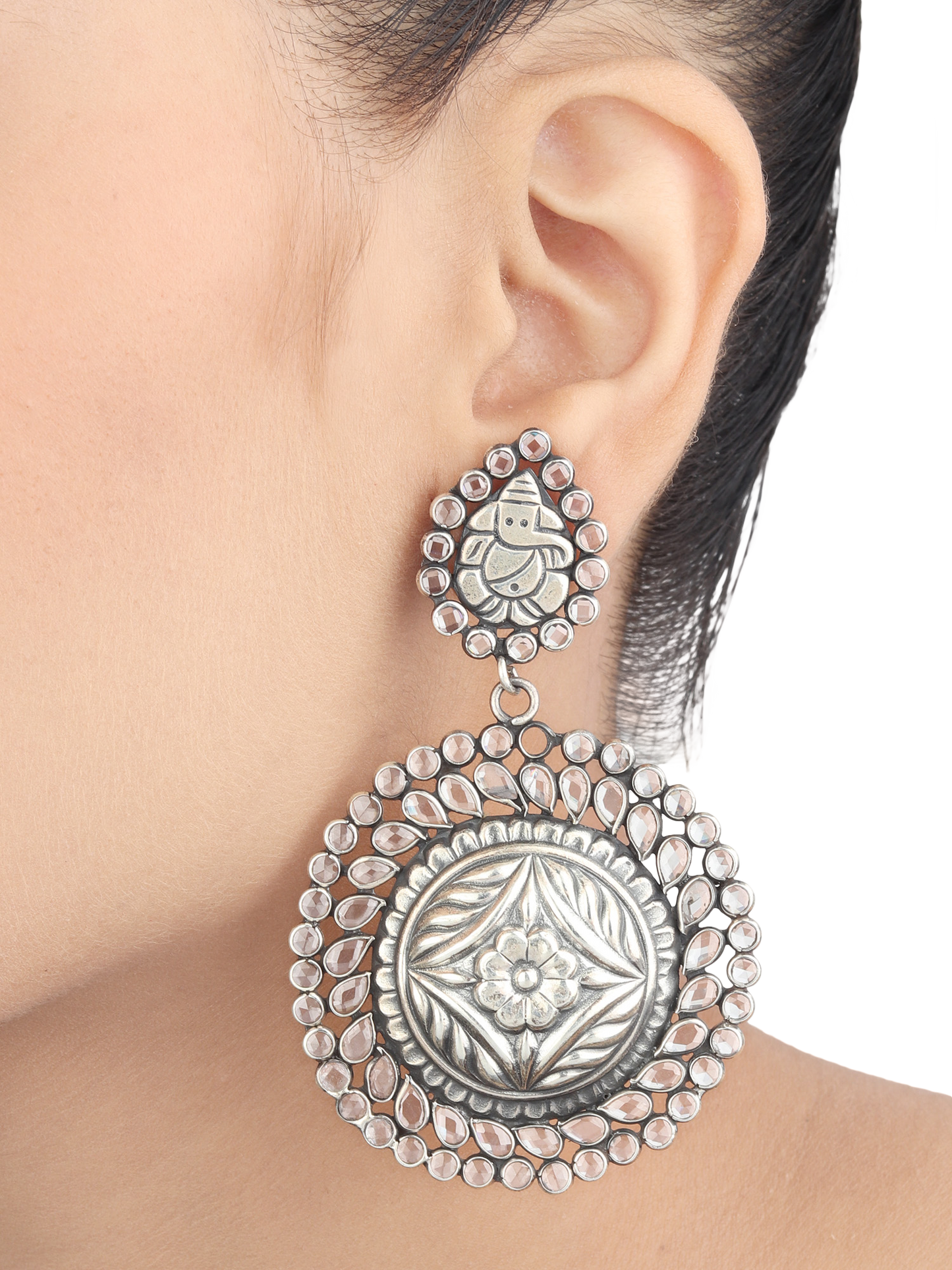 Alyna Oversized Silver Crystal Earrings