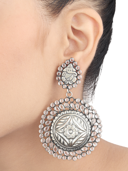 Alyna Oversized Silver Crystal Earrings