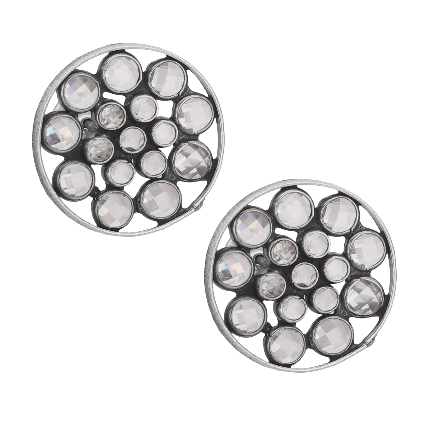 Kayna Sterling Silver Crystal Stud Earrings