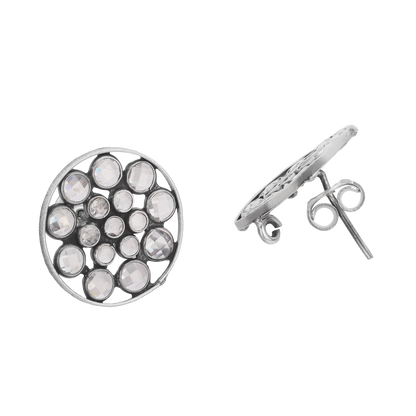 Kayna Sterling Silver Crystal Stud Earrings