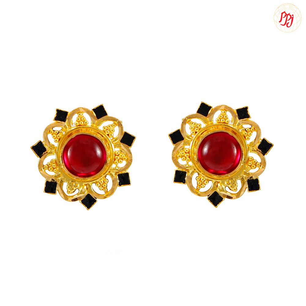 Vihanshi Floral Gold Stud Earrings